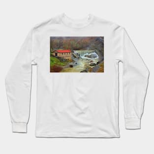 A watermill, a waterfall and a heart shaped rock Long Sleeve T-Shirt